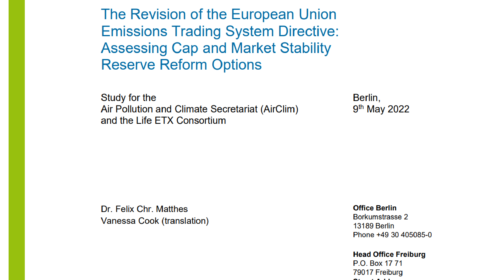The Revision of the European Union Emissions Trading System Directive: Assessing Cap and Market Stability Reserve Reform Options