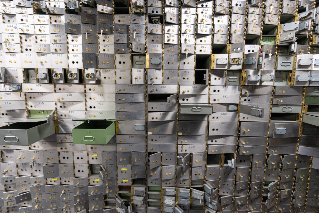 Open safety deposit boxes