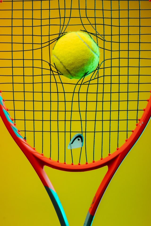 Tennis racket with ball